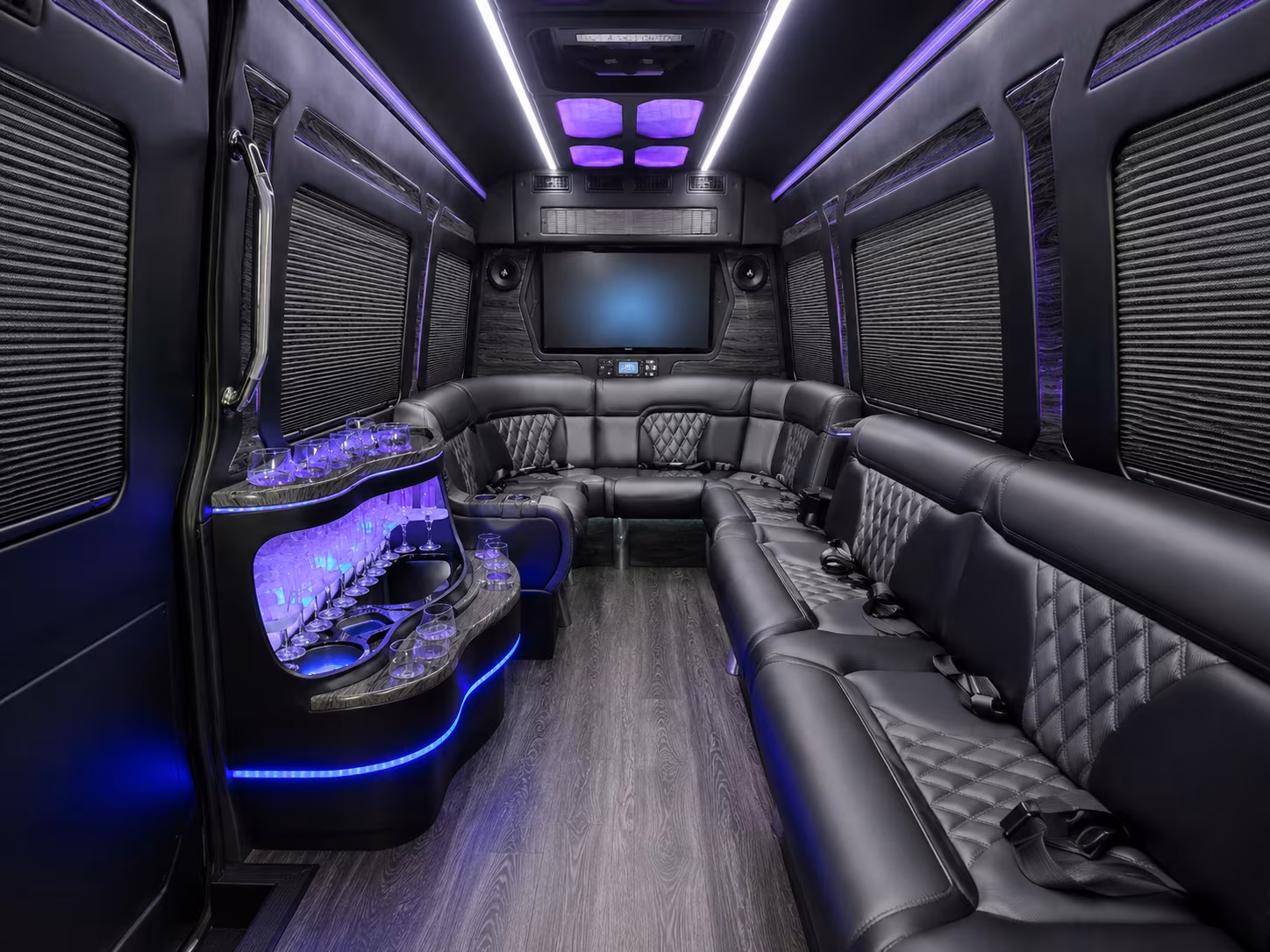 Allen Airport Shuttle & Transportation party bus interior