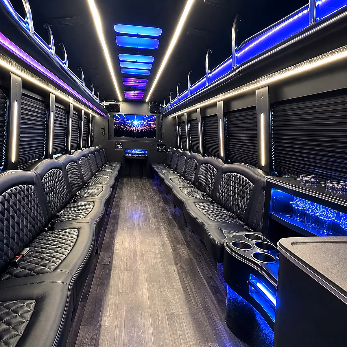 Allen allen winery tour pub crawl party bus rental party bus interior