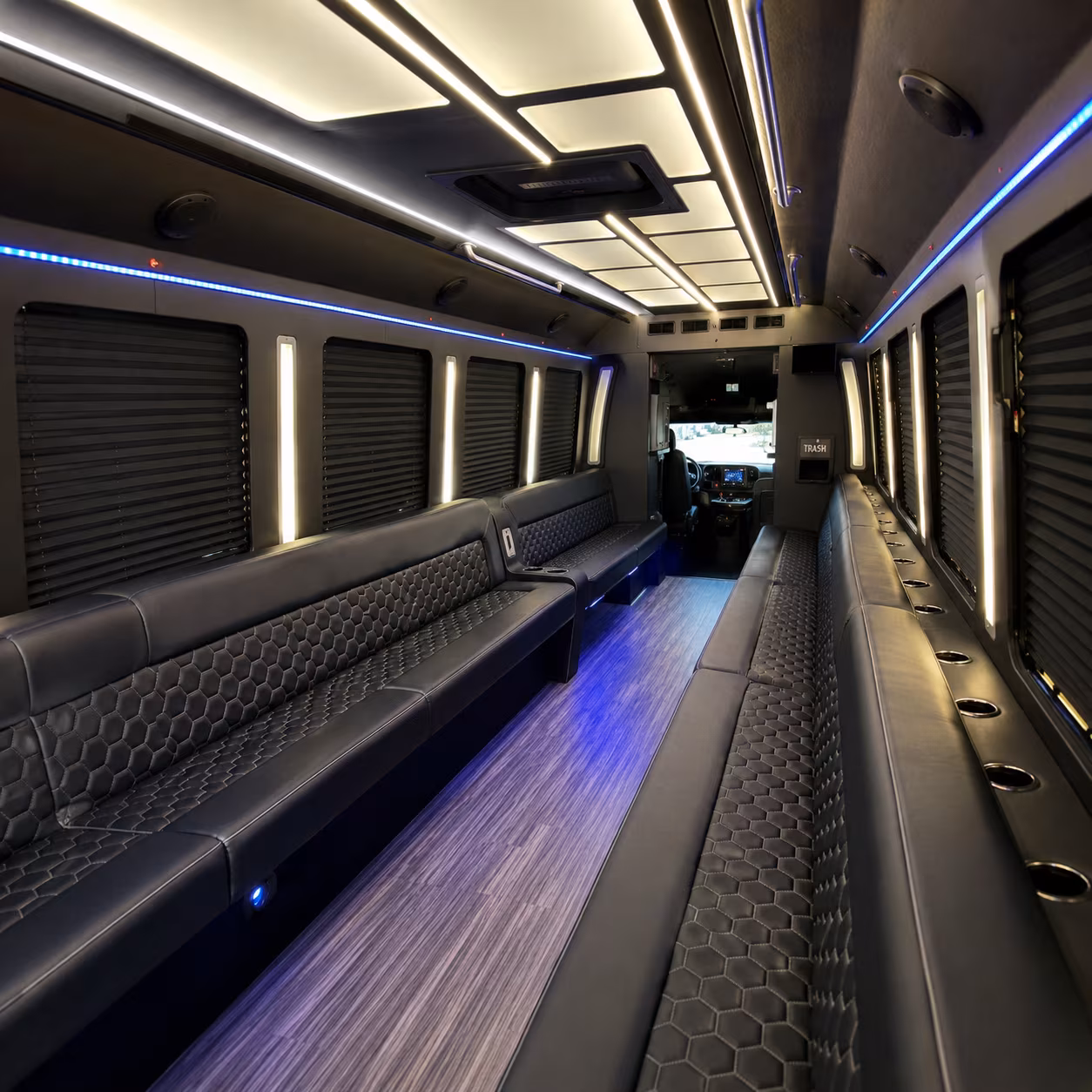 Allen Wedding Transportation party bus interior