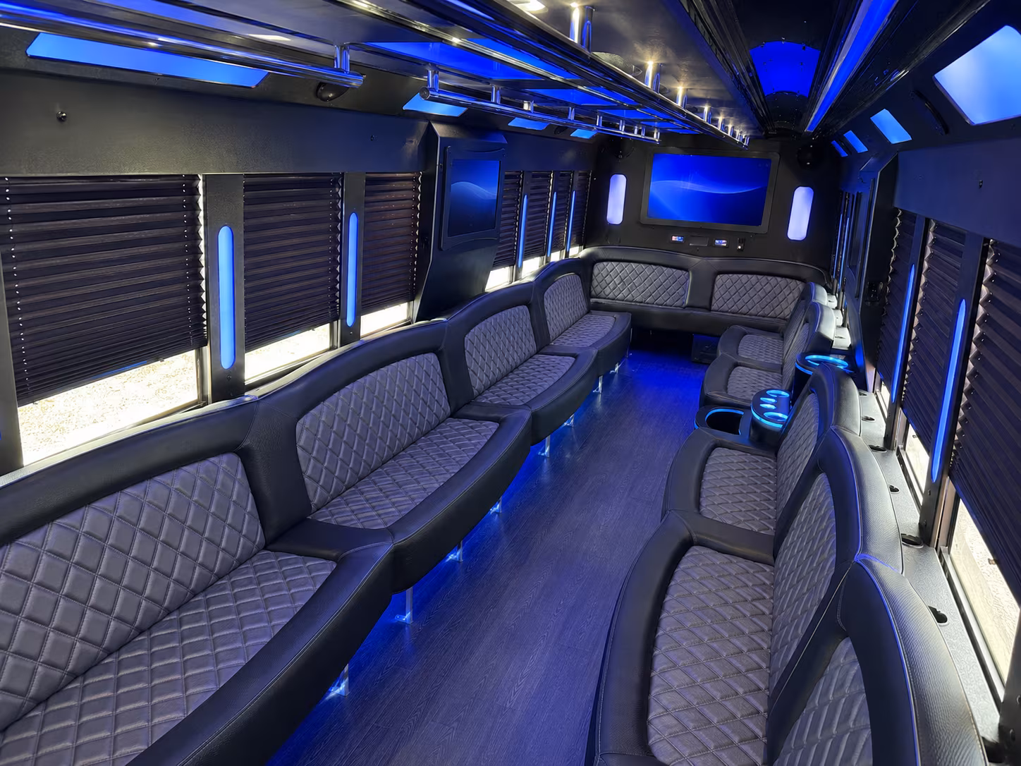Passenger seating aboard a Allen party bus rental