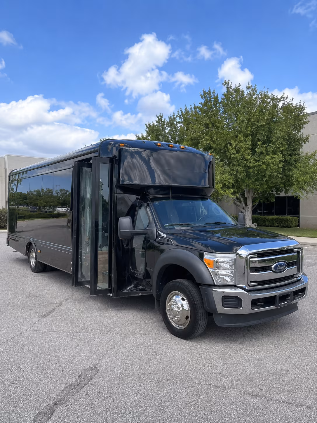 White party bus exterior