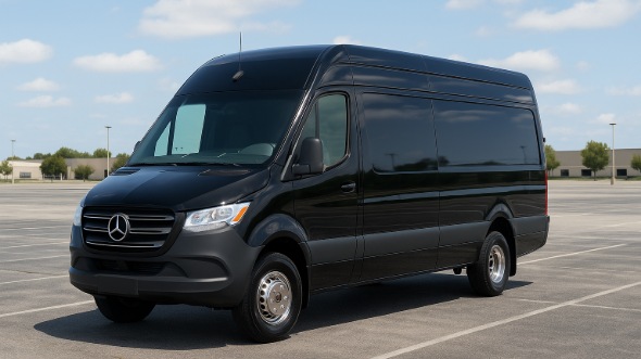 Exterior of Charter Bus Company Denton 's 14 Passenger Sprinter Limousine in Denton 