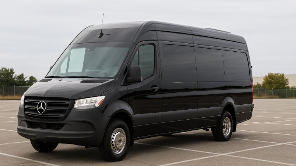 Exterior of Charter Bus Company McKinney 's 14 Passenger Sprinter Limousine in McKinney 
