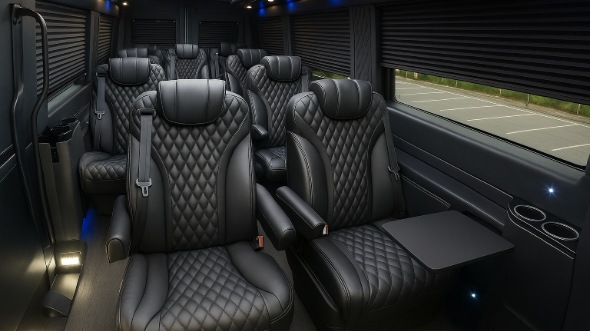 Interior of Charter Bus Company Allen's 18 Passenger Minibus in Allen
