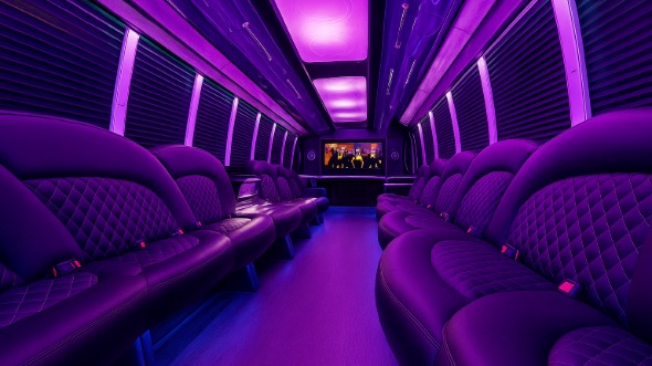 Interior of Charter Bus Company Richardson's 25 Passenger Party Bus in Richardson