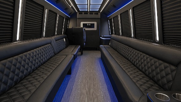 Interior of Charter Bus Company Dallas's 28 Passenger Party Bus in Dallas