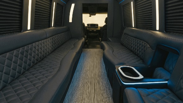 Interior of Charter Bus Company Lewisville's 28 Passenger Party Bus in Lewisville