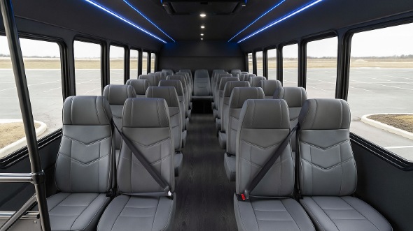 Interior of Charter Bus Company Allen's 30 Passenger Minibus in Allen