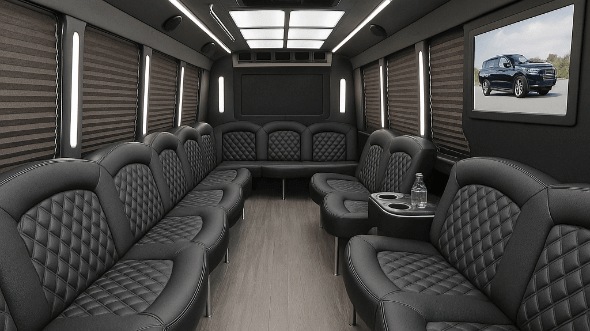 Interior of Charter Bus Company Lewisville's 40 Passenger Party Bus in Lewisville