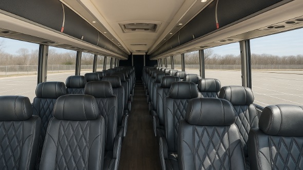 Interior of Charter Bus Company Allen's 45 Passenger Charter Bus in Allen