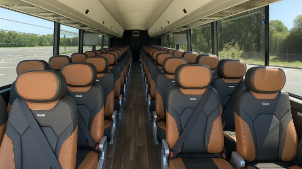 Interior of Charter Bus Company Allen's 46 Passenger Charter Bus in Allen