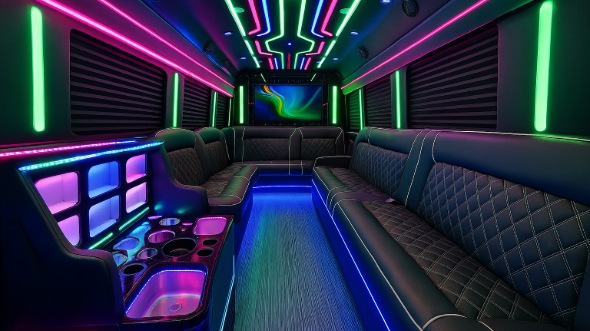 Interior of Allen Party Bus Company's 50 Passenger Party Bus in Allen