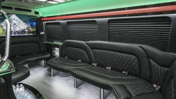 allen 15 passenger party bus inside