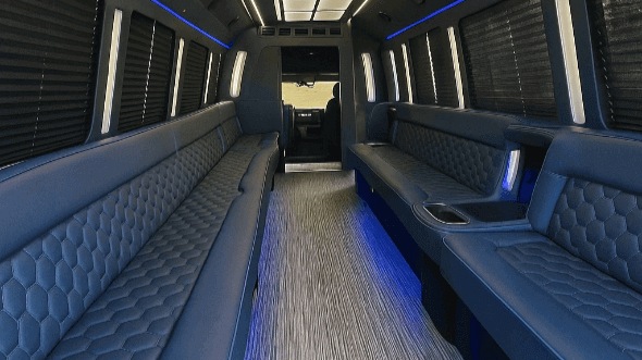 allen 20 passenger party bus interior