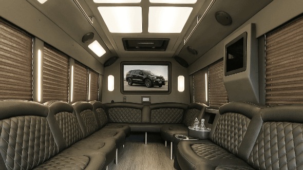 allen 30 passenger party bus interior
