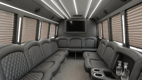 allen 40 passenger party bus inside